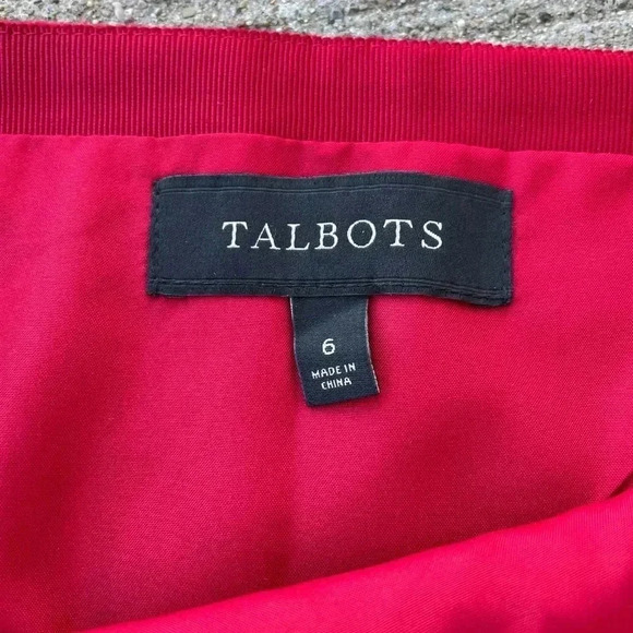 Talbots size 6 wool lined red plaid faux wrap skirt tartan holiday winter - Picture 3 of 5